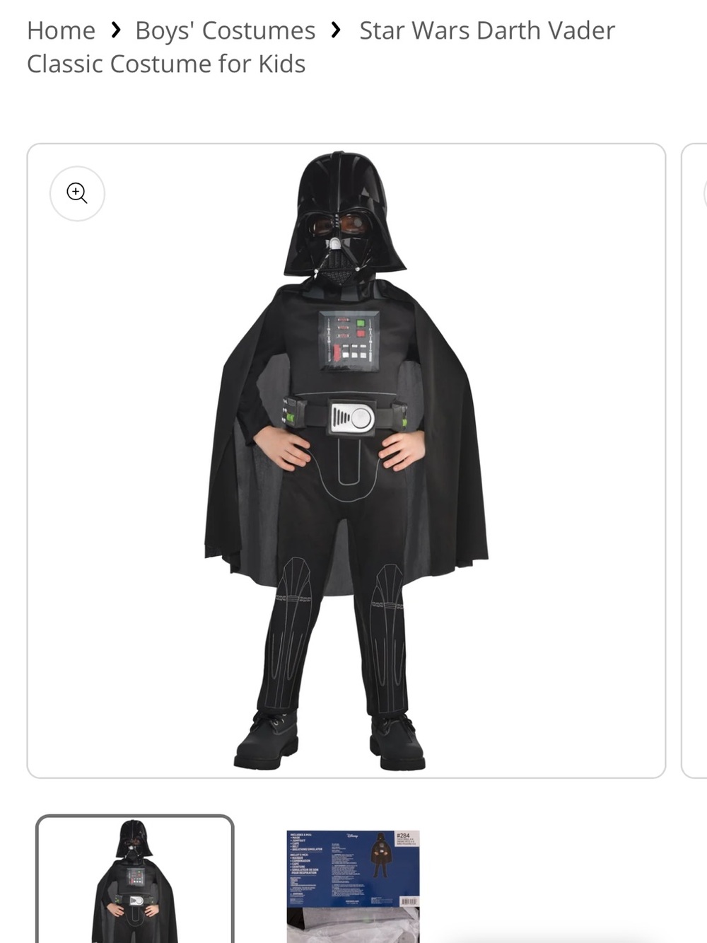 Disney Darth Vader Kids Costume - Black with Silver Accents